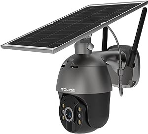 SOLIOM S600 3G/4G LTE outdoor solar cellular security camera wireless, translation tilt 360° perspective spotlight, 1080p night vision, two-way call, PIR motion sensor, no WiFi, US version